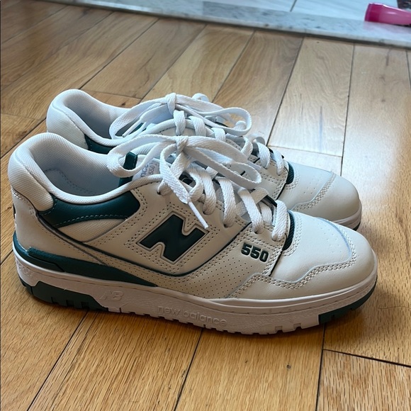New Balance 550 White and Green Sneakers - Worn once, like new! - Picture 1 of 8